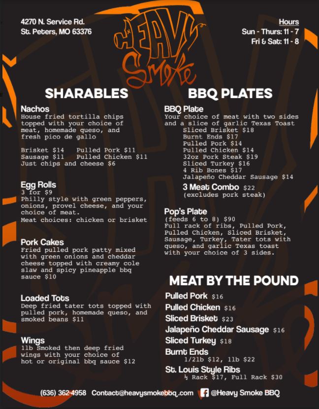 Menu Heavy Smoke BBQ